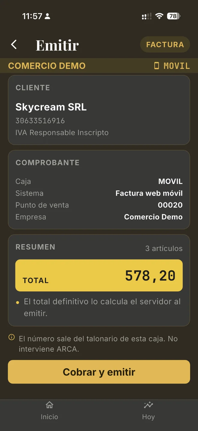 Facturar desde la app AxerOk