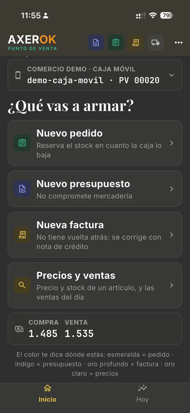 Inicio de la app AxerOk